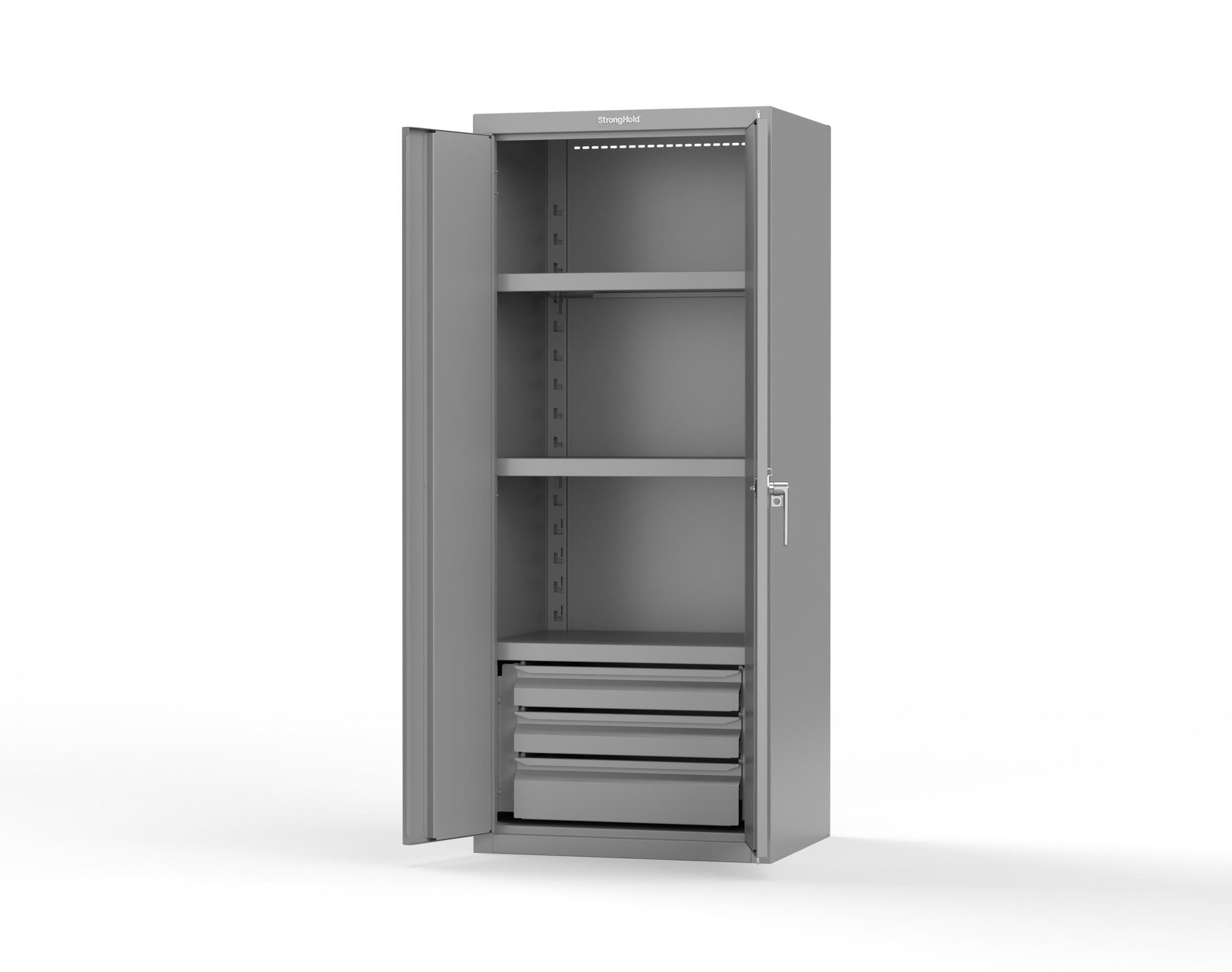 Heavy Duty 18 GA Cabinet with 3 Drawers and 3 Shelves - 30 in. W x 24 in. D x 72 in. H - 2.66-243-3DB-P-7037