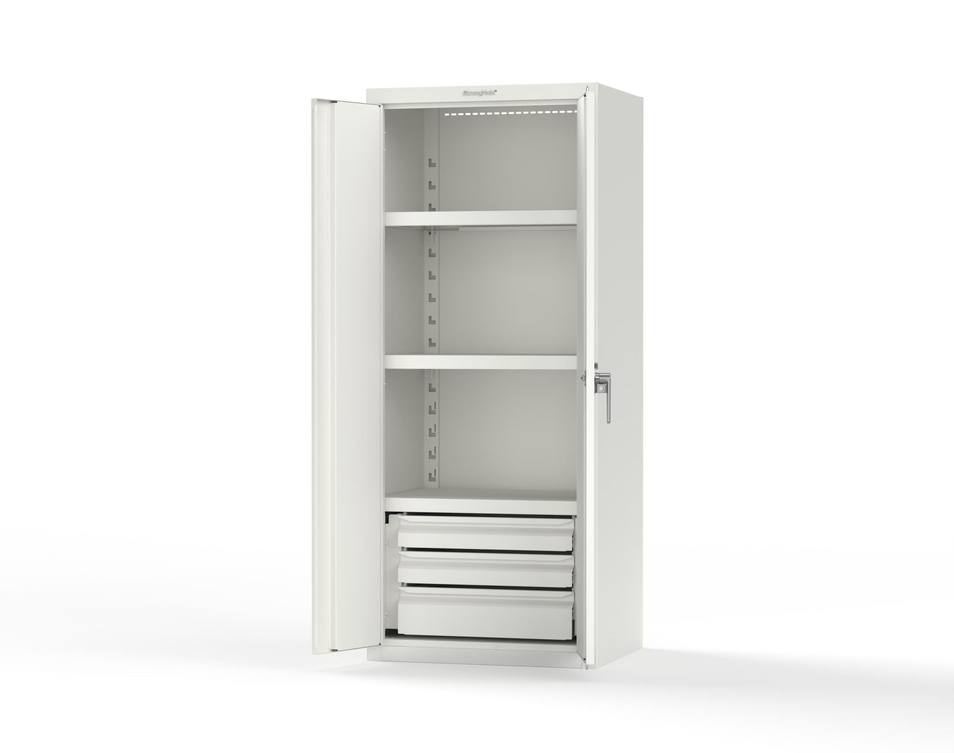 Heavy Duty 18 GA Cabinet with 3 Drawers and 3 Shelves - 30 in. W x 24 in. D x 72 in. H - 2.66-243-3DB-P-9003