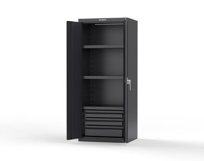 Heavy Duty 18 GA Cabinet with 3 Drawers and 3 Shelves - 30 in. W x 24 in. D x 72 in. H - 2.66-243-3DB-P-9005