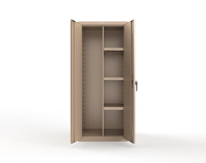 Heavy Duty 18 GA Janitorial Cabinet with 3 Half Shelves - 30 in. W x 24 in. D x 72 in. H - 2.66-BC-243-P-1019
