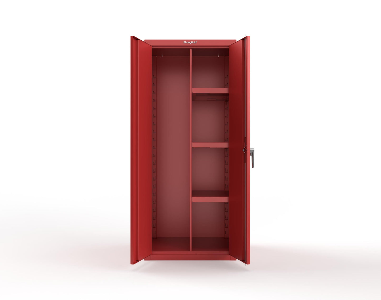 Heavy Duty 18 GA Janitorial Cabinet with 3 Half Shelves - 30 in. W x 24 in. D x 72 in. H - 2.66-BC-243-P-3001
