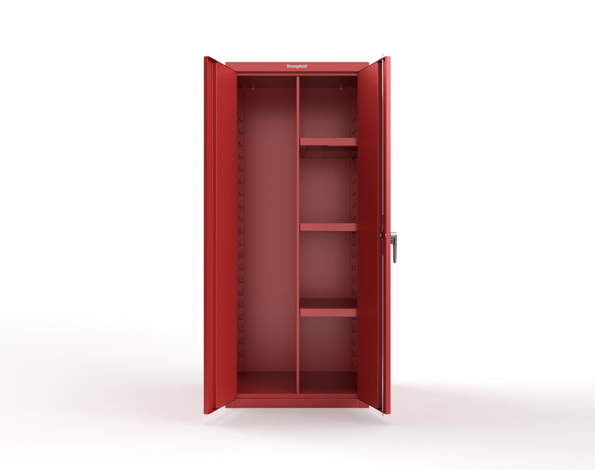 Heavy Duty 18 GA Janitorial Cabinet with 3 Half Shelves - 30 in. W x 24 in. D x 72 in. H - 2.66-BC-243-P-3001