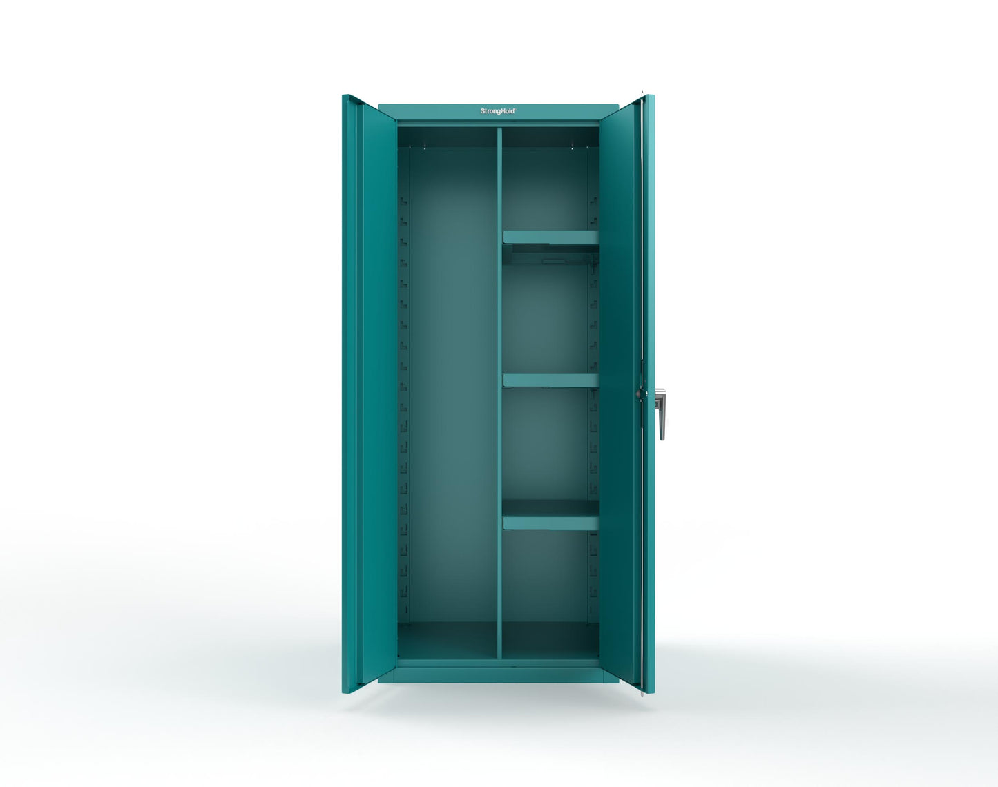 Heavy Duty 18 GA Janitorial Cabinet with 3 Half Shelves - 30 in. W x 24 in. D x 72 in. H - 2.66-BC-243-P-5021