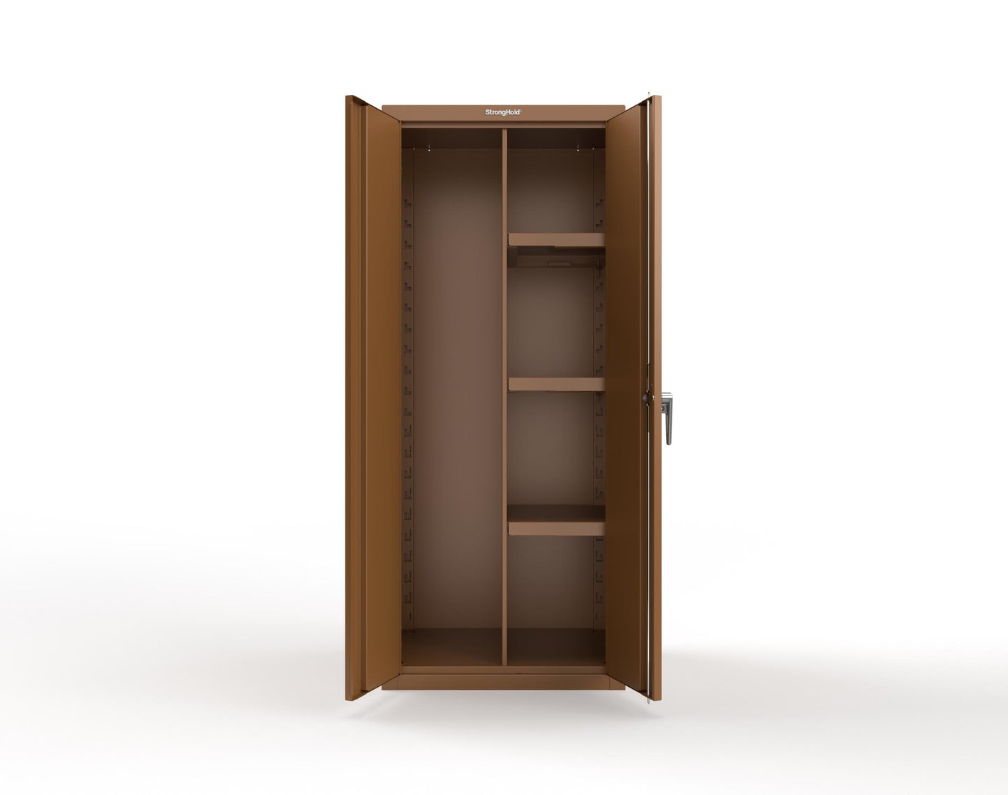 Heavy Duty 18 GA Janitorial Cabinet with 3 Half Shelves - 30 in. W x 24 in. D x 72 in. H - 2.66-BC-243-P-8008