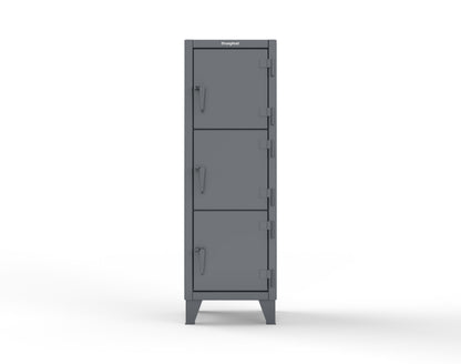 Extreme Duty 12 GA Triple-Tier Locker with 3 Compartments, 22 in. W x 18in. D x 68 in. H - 25-18-3TMT-7024