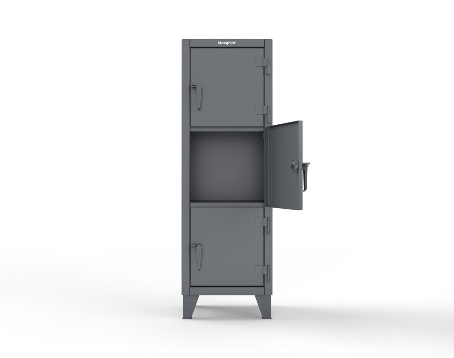 Extreme Duty 12 GA Triple-Tier Locker with 3 Compartments, 22 in. W x 18in. D x 68 in. H - 25-18-3TMT-7024