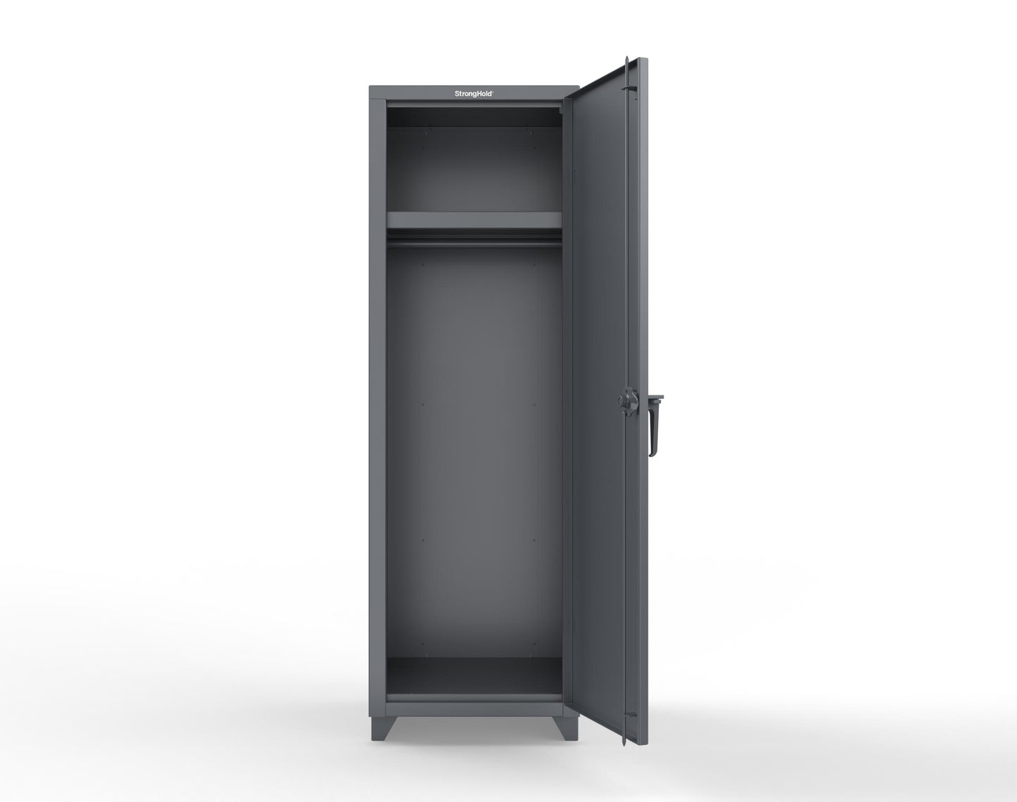 Extra Heavy Duty 14 GA Single-Tier Locker with Shelf and Hanger Rod, 1 Compartment - 24 in. W x 24 in. D x 75 in. H - 26-1D-24-1T-L-7024