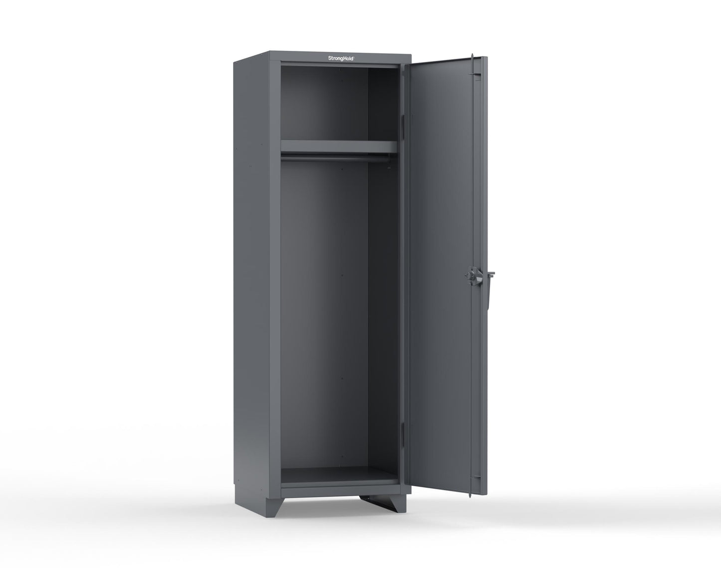 Extra Heavy Duty 14 GA Single-Tier Locker with Shelf and Hanger Rod, 1 Compartment - 24 in. W x 24 in. D x 75 in. H - 26-1D-24-1T-L-7024