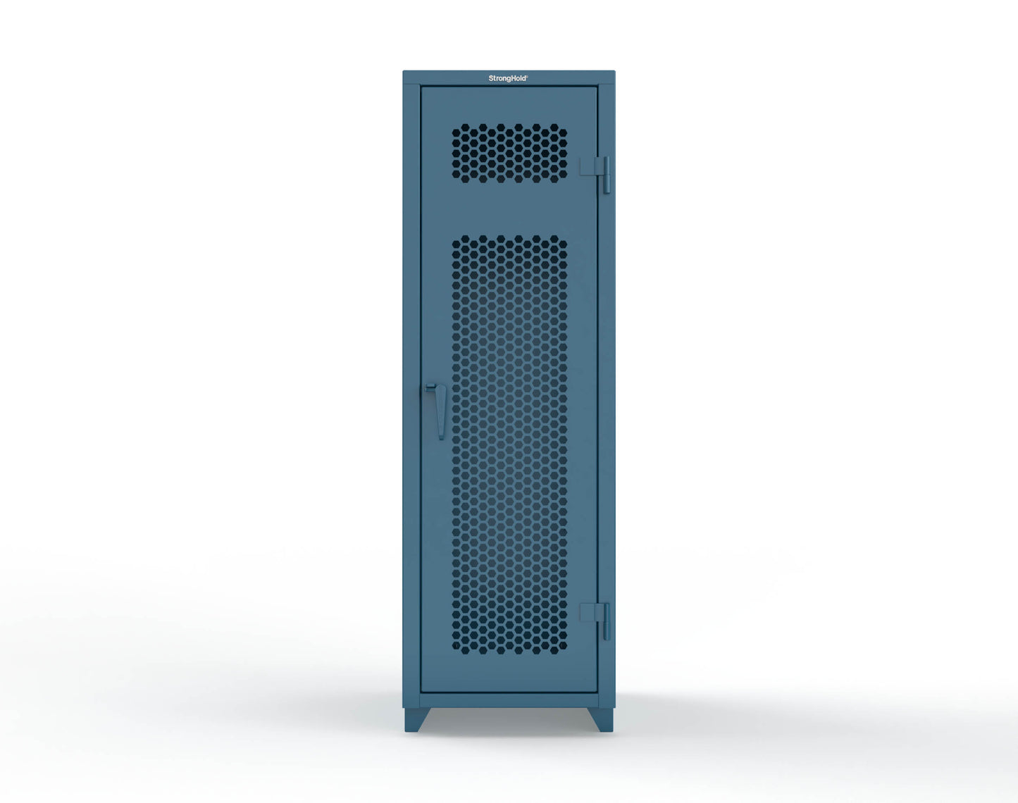 Extra Heavy Duty 14 GA Ventilated Single-Tier Locker with Shelf and Hanger Rod, 1 Compartment - 24 in. W x 24 in. D x 75 in. H - 26-1H-24-1T-L-5001