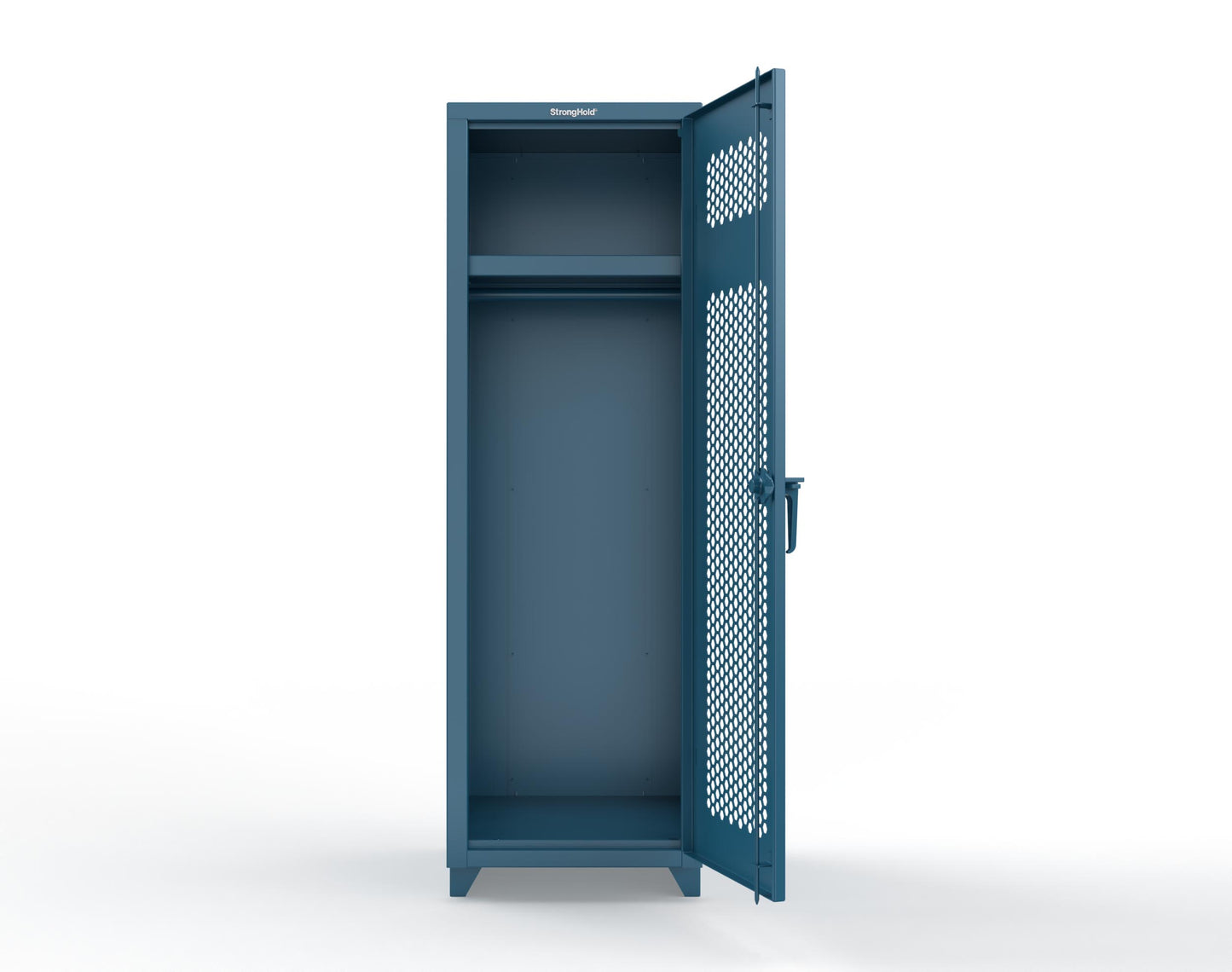 Extra Heavy Duty 14 GA Ventilated Single-Tier Locker with Shelf and Hanger Rod, 1 Compartment - 24 in. W x 24 in. D x 75 in. H - 26-1H-24-1T-L-5001