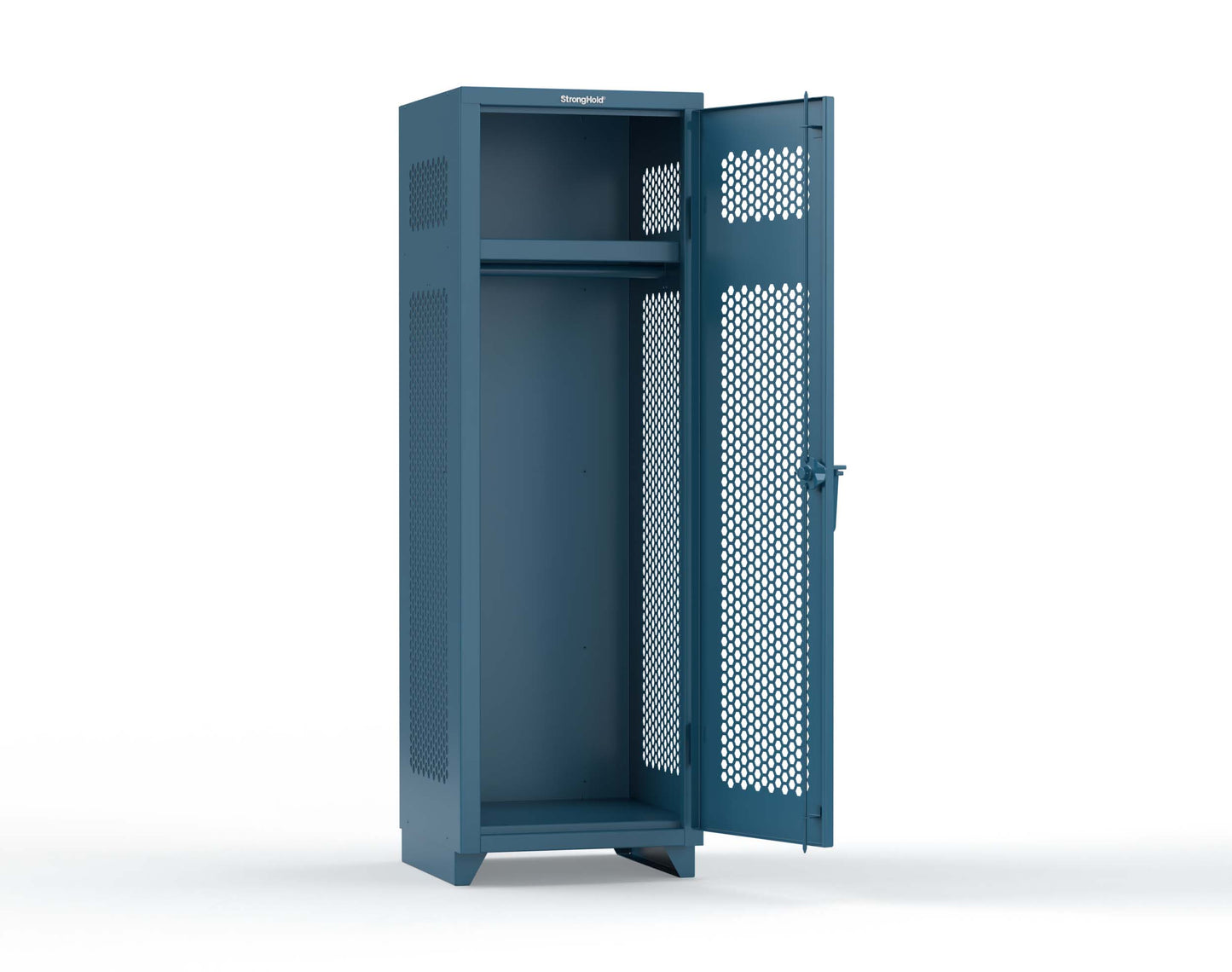 Extra Heavy Duty 14 GA Ventilated Single-Tier Locker with Shelf and Hanger Rod, 1 Compartment - 24 in. W x 24 in. D x 75 in. H - 26-1H-24-1T-L-5001