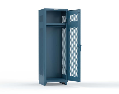Extra Heavy Duty 14 GA Ventilated Single-Tier Locker with Shelf and Hanger Rod, 1 Compartment - 24 in. W x 24 in. D x 75 in. H - 26-1H-24-1T-L-5001
