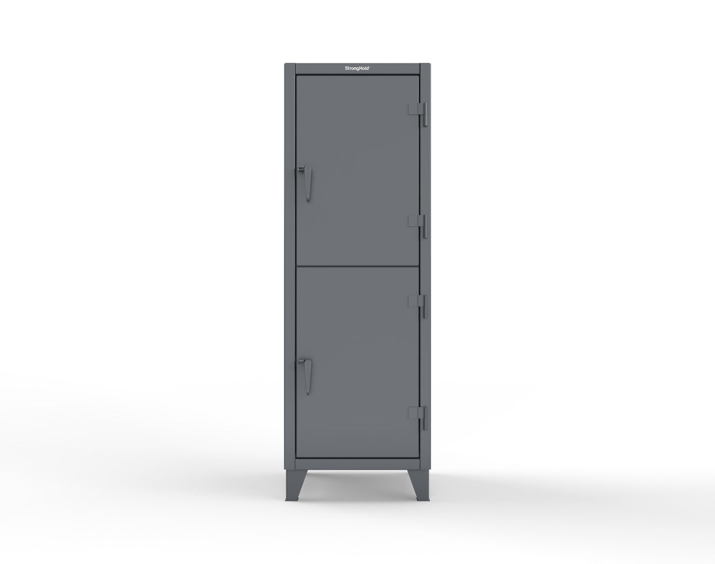 Extreme Duty 12 GA Double-Tier Locker with 2 Compartments, 3 Shelves, 4 Drawers - 26 in. W x 24in. D x 78 in. H - 26-24-2TPL-4DB-7024