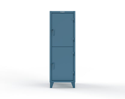 Extreme Duty 12 GA Double-Tier Locker with 2 Compartments, 3 Shelves, 4 Drawers - 26 in. W x 24in. D x 78 in. H - 26-24-2TPL-4DB-5010
