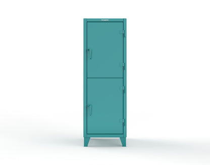 Extreme Duty 12 GA Double-Tier Locker with 2 Compartments, 3 Shelves, 4 Drawers - 26 in. W x 24in. D x 78 in. H - 26-24-2TPL-4DB-5021
