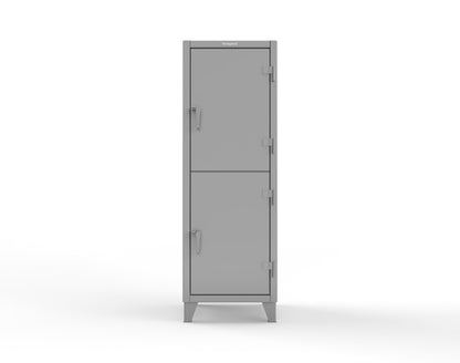 Extreme Duty 12 GA Double-Tier Locker with 2 Compartments, 3 Shelves, 4 Drawers - 26 in. W x 24in. D x 78 in. H - 26-24-2TPL-4DB-7037