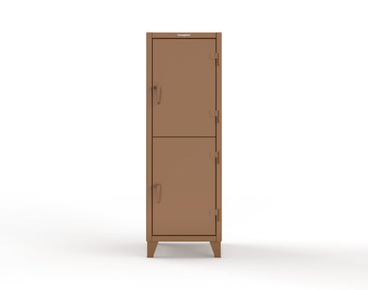 Extreme Duty 12 GA Double-Tier Locker with 2 Compartments, 3 Shelves, 4 Drawers - 26 in. W x 24in. D x 78 in. H - 26-24-2TPL-4DB-8025