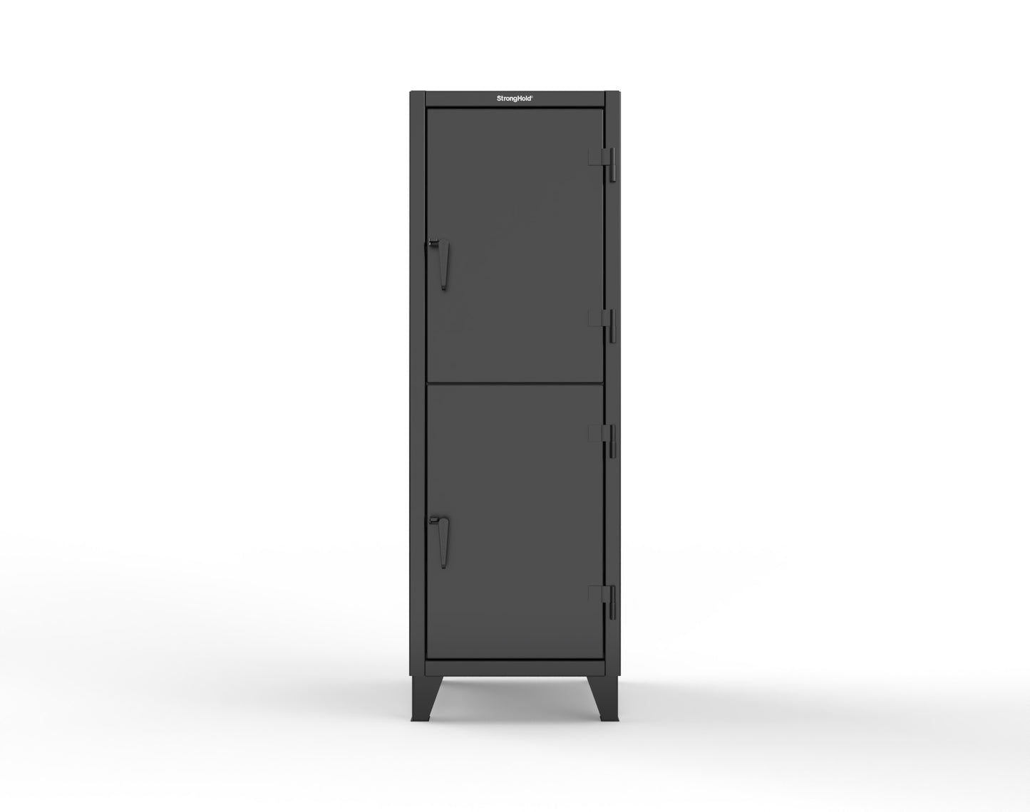 Extreme Duty 12 GA Double-Tier Locker with 2 Compartments, 3 Shelves, 4 Drawers - 26 in. W x 24in. D x 78 in. H - 26-24-2TPL-4DB-9005
