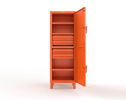 Extreme Duty 12 GA Double-Tier Locker with 2 Compartments, 3 Shelves, 4 Drawers - 26 in. W x 24in. D x 78 in. H - 26-24-2TPL-4DB-2004