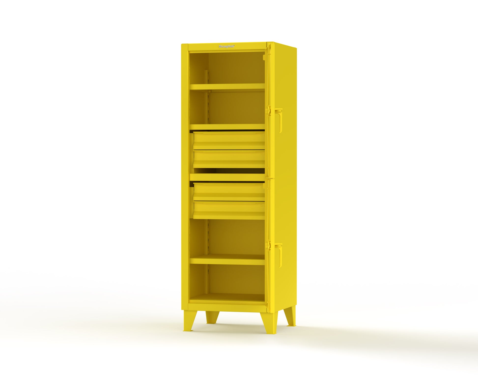 Extreme Duty 12 GA Double-Tier Locker with 2 Compartments, 3 Shelves, 4 Drawers - 26 in. W x 24in. D x 78 in. H - 26-24-2TPL-4DB-1023