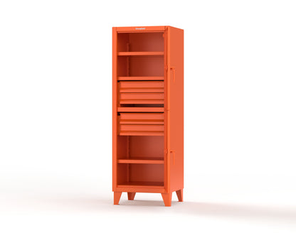 Extreme Duty 12 GA Double-Tier Locker with 2 Compartments, 3 Shelves, 4 Drawers - 26 in. W x 24in. D x 78 in. H - 26-24-2TPL-4DB-2004