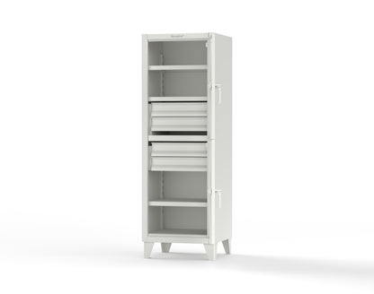 Extreme Duty 12 GA Double-Tier Locker with 2 Compartments, 3 Shelves, 4 Drawers - 26 in. W x 24in. D x 78 in. H - 26-24-2TPL-4DB-9003