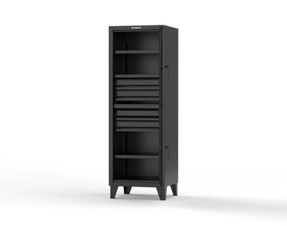 Extreme Duty 12 GA Double-Tier Locker with 2 Compartments, 3 Shelves, 4 Drawers - 26 in. W x 24in. D x 78 in. H - 26-24-2TPL-4DB-9005