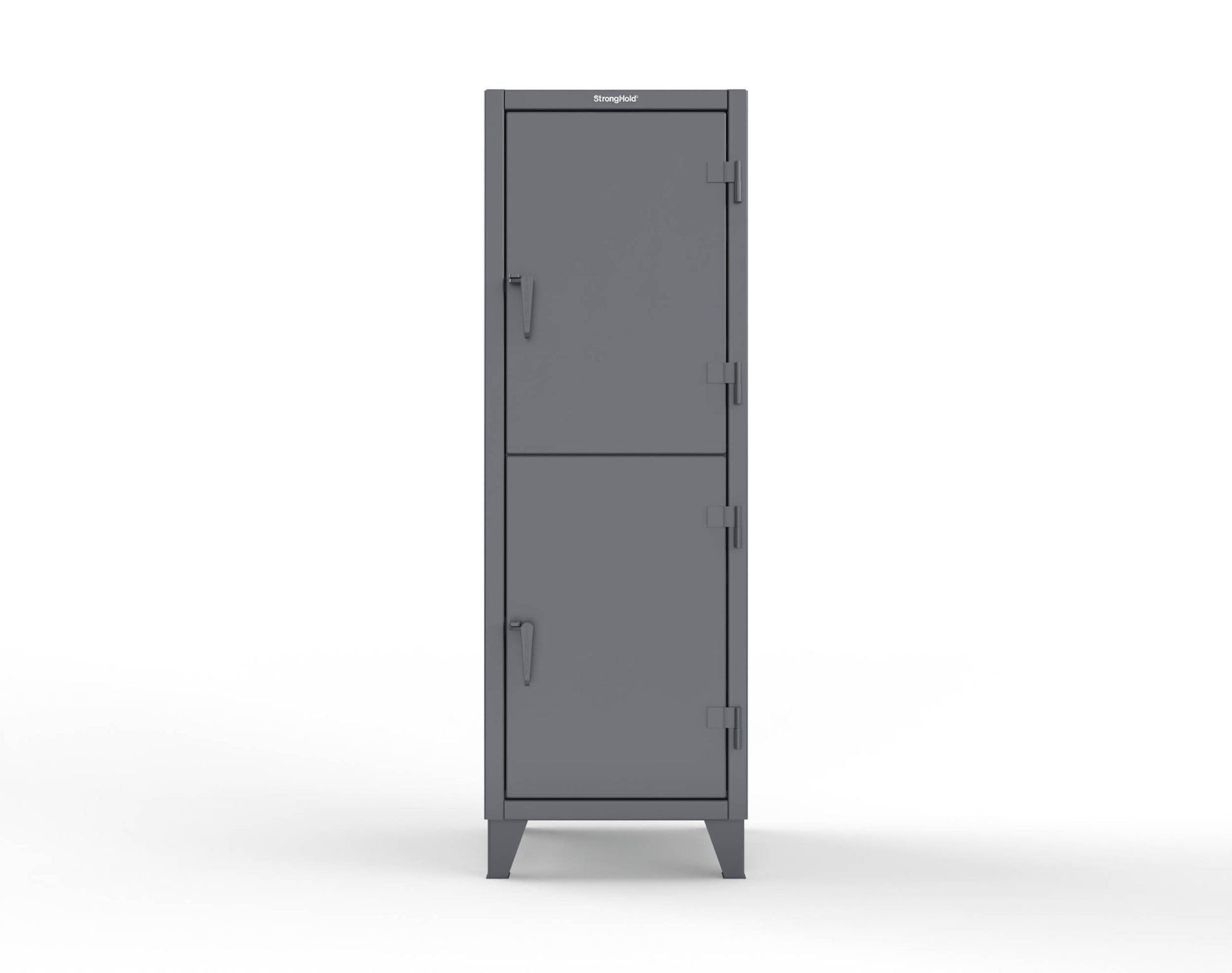Extreme Duty 12 GA Double-Tier Locker with 2 Compartments, 4 Shelves, Coat Hooks - 26 in. W x 24in. D x 78 in. H - 26-24-2TPL-7024