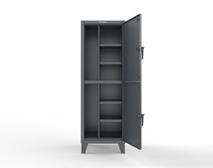 Extreme Duty 12 GA Double-Tier Locker with 2 Compartments, 4 Shelves, Coat Hooks - 26 in. W x 24in. D x 78 in. H - 26-24-2TPL-7024