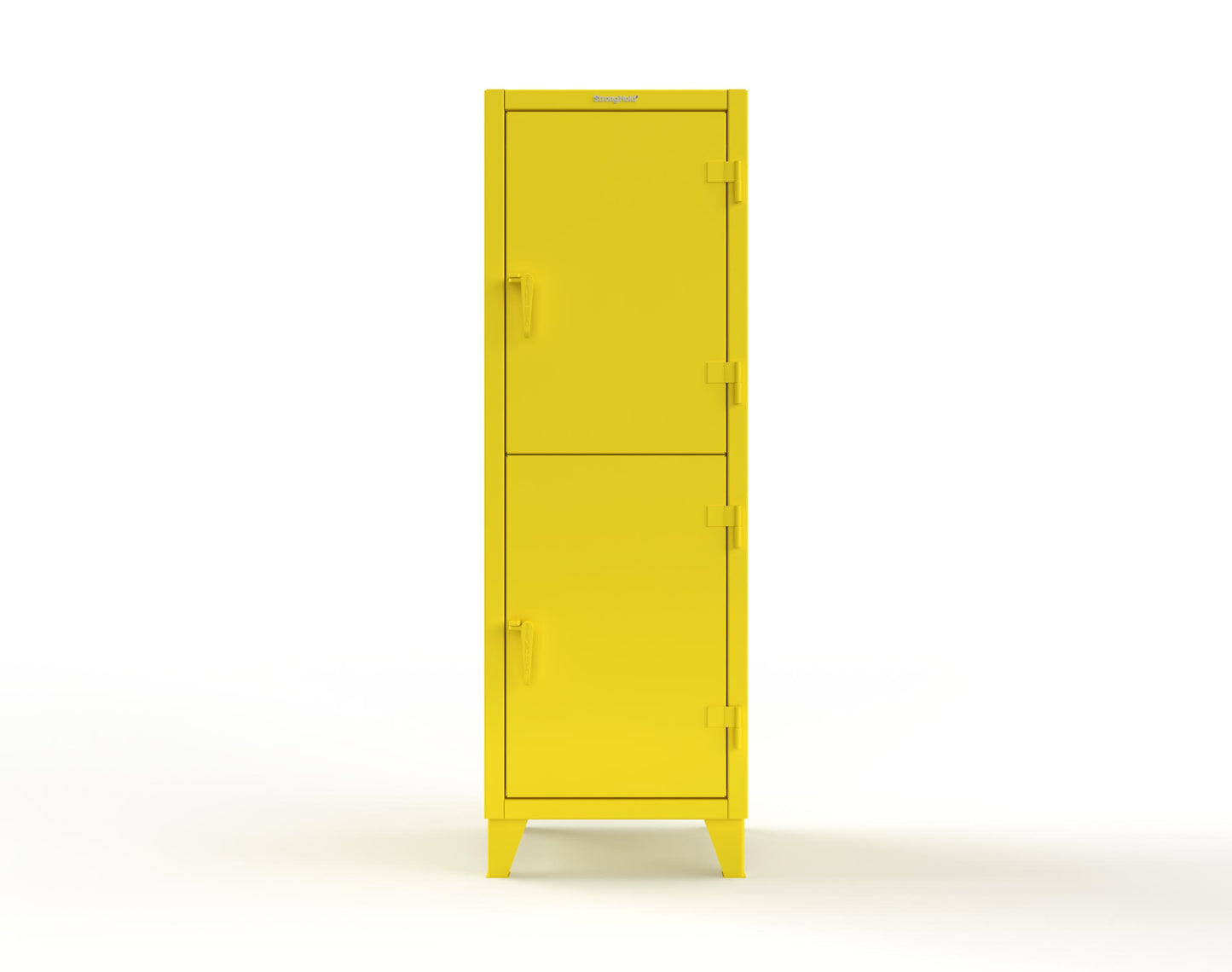 Extreme Duty 12 GA Double-Tier Locker with 2 Compartments, 4 Shelves, Coat Hooks - 26 in. W x 24in. D x 78 in. H - 26-24-2TPL-1021