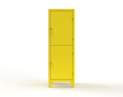 Extreme Duty 12 GA Double-Tier Locker with 2 Compartments, 4 Shelves, Coat Hooks - 26 in. W x 24in. D x 78 in. H - 26-24-2TPL-1021