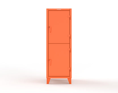 Extreme Duty 12 GA Double-Tier Locker with 2 Compartments, 4 Shelves, Coat Hooks - 26 in. W x 24in. D x 78 in. H - 26-24-2TPL-2009