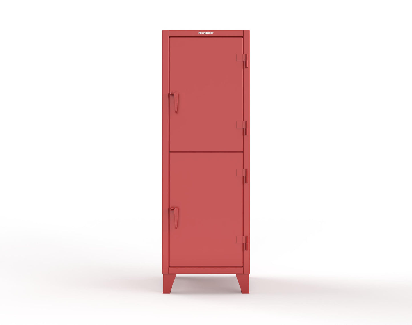 Extreme Duty 12 GA Double-Tier Locker with 2 Compartments, 4 Shelves, Coat Hooks - 26 in. W x 24in. D x 78 in. H - 26-24-2TPL-3001