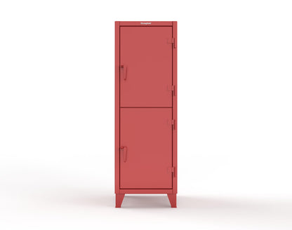 Extreme Duty 12 GA Double-Tier Locker with 2 Compartments, 4 Shelves, Coat Hooks - 26 in. W x 24in. D x 78 in. H - 26-24-2TPL-3001