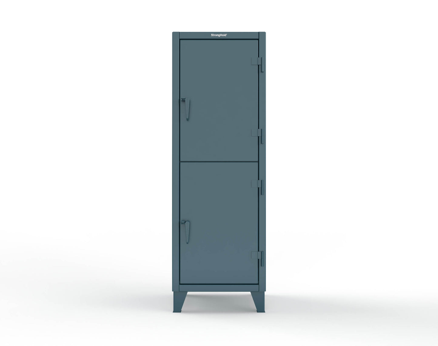 Extreme Duty 12 GA Double-Tier Locker with 2 Compartments, 4 Shelves, Coat Hooks - 26 in. W x 24in. D x 78 in. H - 26-24-2TPL-5001