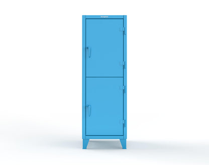 Extreme Duty 12 GA Double-Tier Locker with 2 Compartments, 4 Shelves, Coat Hooks - 26 in. W x 24in. D x 78 in. H - 26-24-2TPL-5012