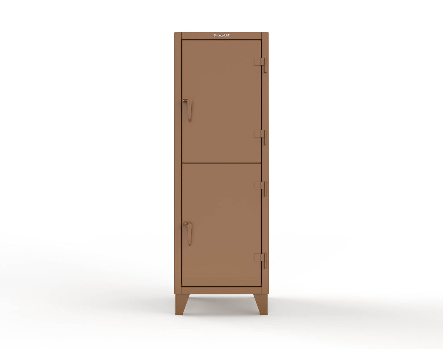 Extreme Duty 12 GA Double-Tier Locker with 2 Compartments, 4 Shelves, Coat Hooks - 26 in. W x 24in. D x 78 in. H - 26-24-2TPL-8008