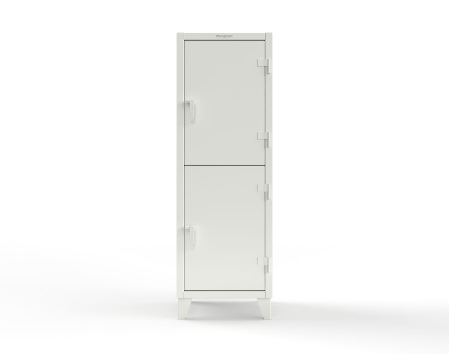 Extreme Duty 12 GA Double-Tier Locker with 2 Compartments, 4 Shelves, Coat Hooks - 26 in. W x 24in. D x 78 in. H - 26-24-2TPL-9003