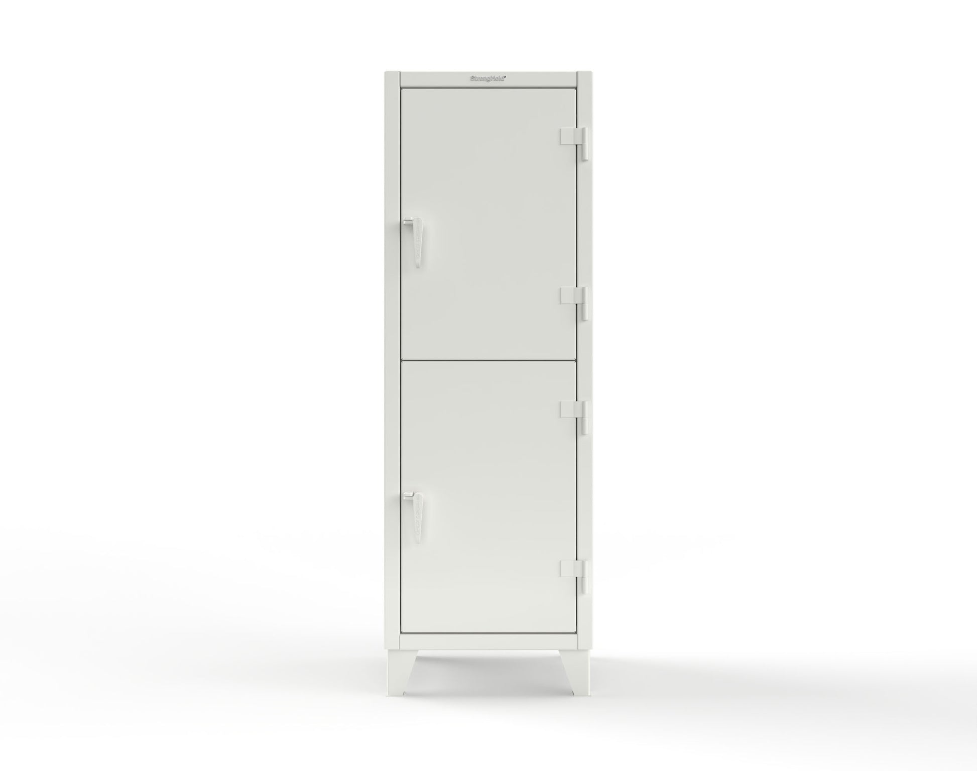 Extreme Duty 12 GA Double-Tier Locker with 2 Compartments, 4 Shelves, Coat Hooks - 26 in. W x 24in. D x 78 in. H - 26-24-2TPL-9003