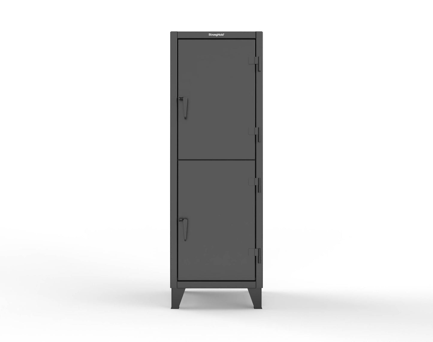 Extreme Duty 12 GA Double-Tier Locker with 2 Compartments, 4 Shelves, Coat Hooks - 26 in. W x 24in. D x 78 in. H - 26-24-2TPL-9005