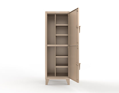 Extreme Duty 12 GA Double-Tier Locker with 2 Compartments, 4 Shelves, Coat Hooks - 26 in. W x 24in. D x 78 in. H - 26-24-2TPL-1019