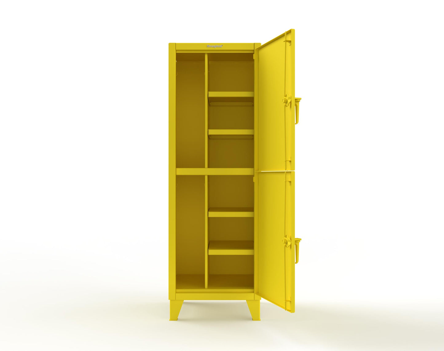 Extreme Duty 12 GA Double-Tier Locker with 2 Compartments, 4 Shelves, Coat Hooks - 26 in. W x 24in. D x 78 in. H - 26-24-2TPL-1021