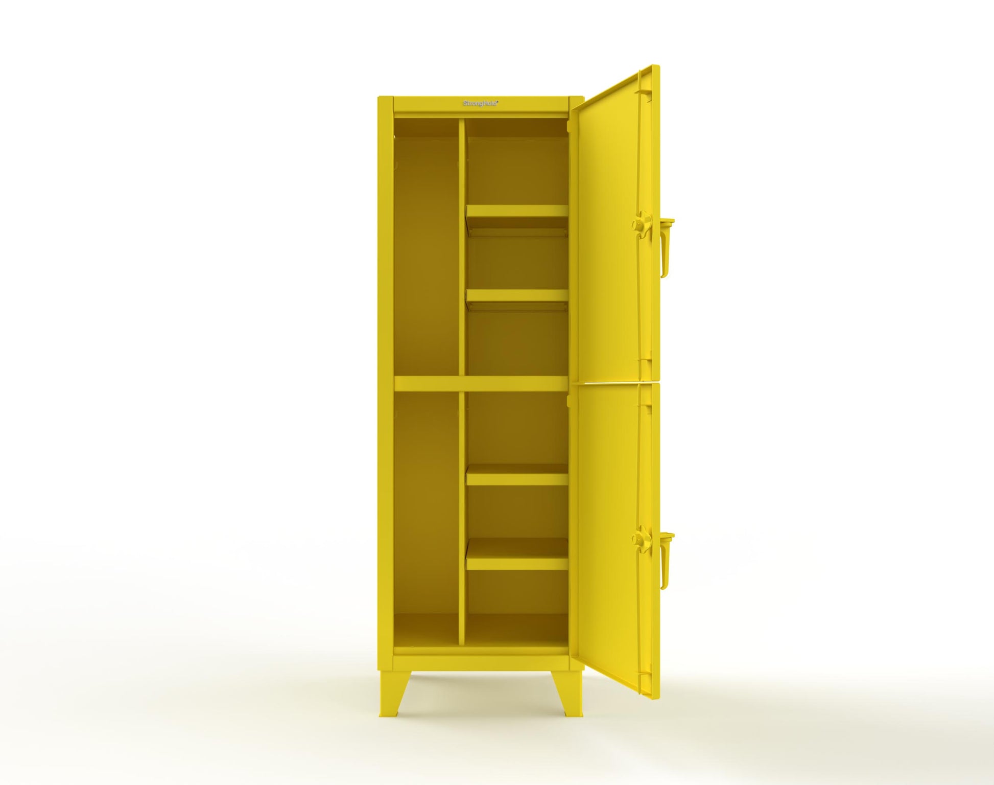 Extreme Duty 12 GA Double-Tier Locker with 2 Compartments, 4 Shelves, Coat Hooks - 26 in. W x 24in. D x 78 in. H - 26-24-2TPL-1021