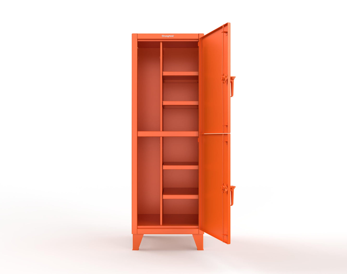 Extreme Duty 12 GA Double-Tier Locker with 2 Compartments, 4 Shelves, Coat Hooks - 26 in. W x 24in. D x 78 in. H - 26-24-2TPL-2009