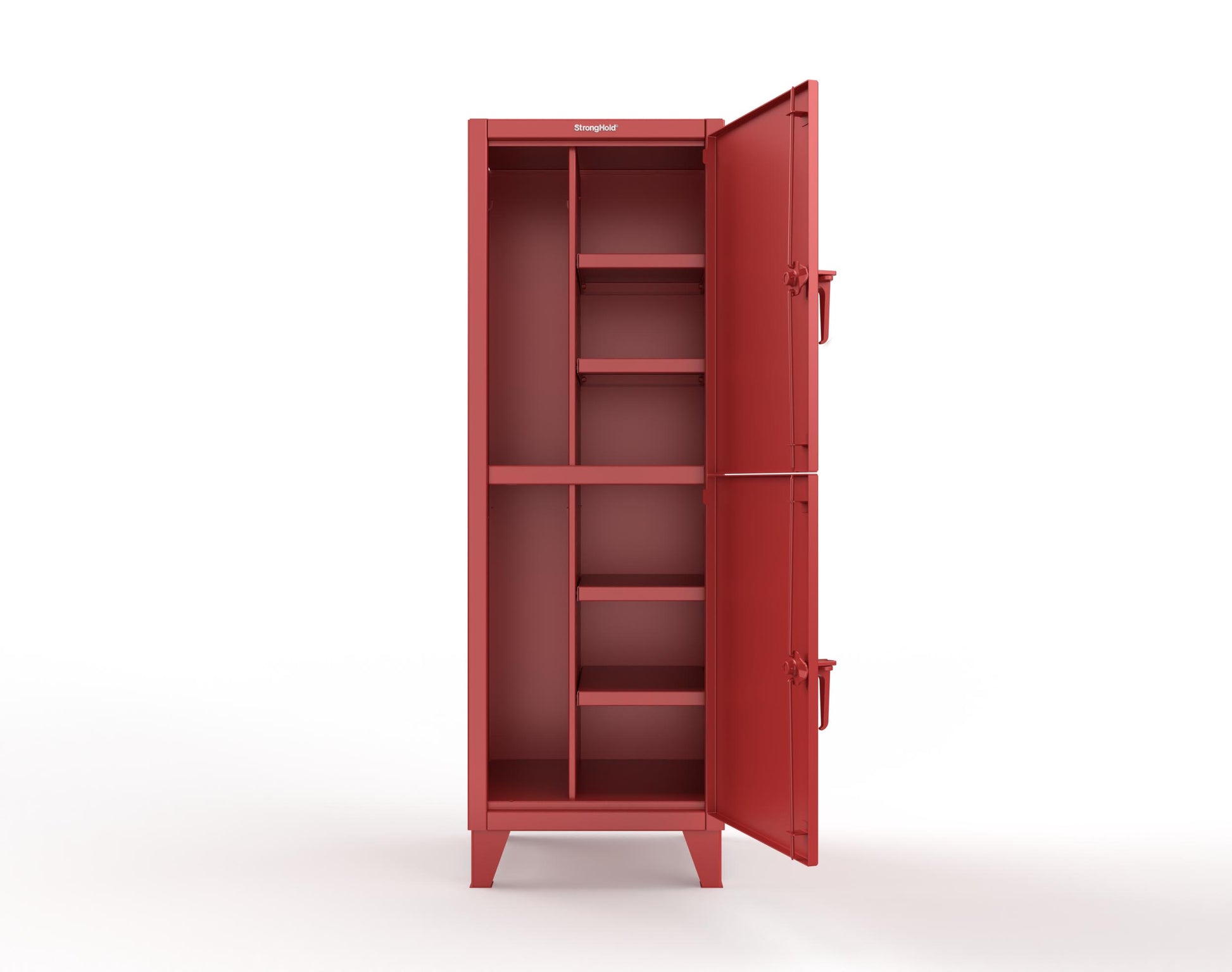 Extreme Duty 12 GA Double-Tier Locker with 2 Compartments, 4 Shelves, Coat Hooks - 26 in. W x 24in. D x 78 in. H - 26-24-2TPL-3001