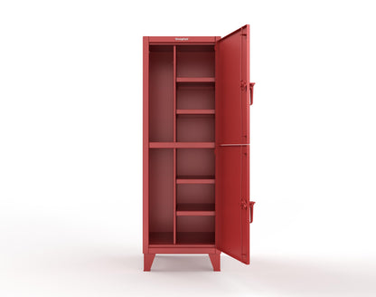 Extreme Duty 12 GA Double-Tier Locker with 2 Compartments, 4 Shelves, Coat Hooks - 26 in. W x 24in. D x 78 in. H - 26-24-2TPL-3001