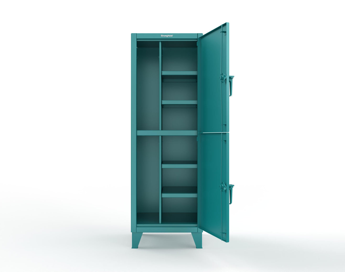 Extreme Duty 12 GA Double-Tier Locker with 2 Compartments, 4 Shelves, Coat Hooks - 26 in. W x 24in. D x 78 in. H - 26-24-2TPL-5021