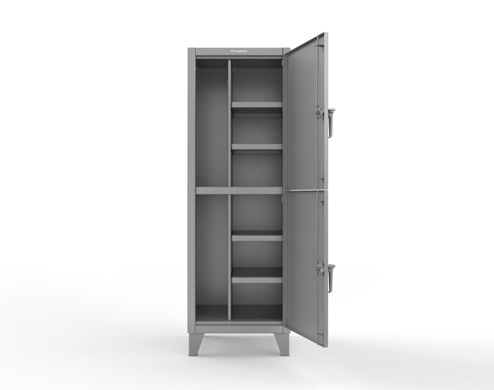 Extreme Duty 12 GA Double-Tier Locker with 2 Compartments, 4 Shelves, Coat Hooks - 26 in. W x 24in. D x 78 in. H - 26-24-2TPL-7037
