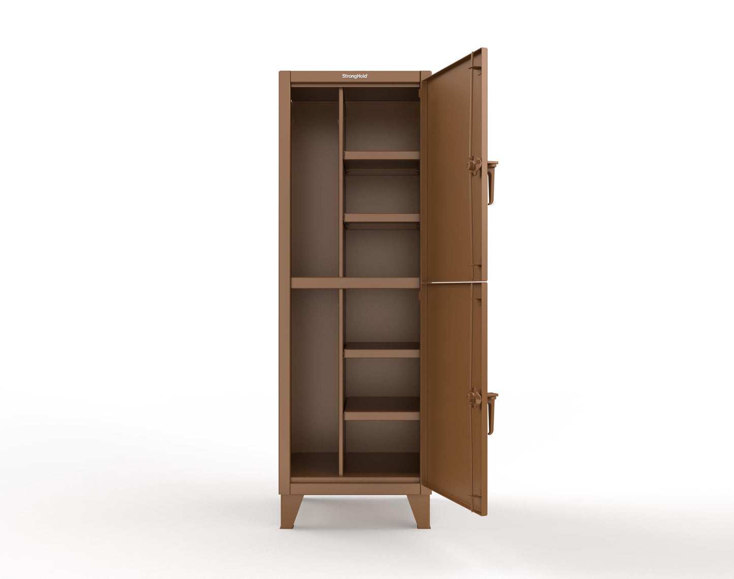 Extreme Duty 12 GA Double-Tier Locker with 2 Compartments, 4 Shelves, Coat Hooks - 26 in. W x 24in. D x 78 in. H - 26-24-2TPL-8008