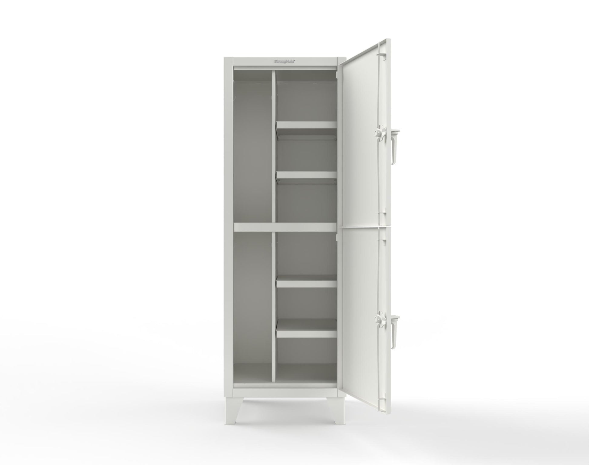 Extreme Duty 12 GA Double-Tier Locker with 2 Compartments, 4 Shelves, Coat Hooks - 26 in. W x 24in. D x 78 in. H - 26-24-2TPL-9003